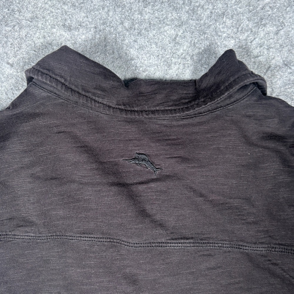 Tommy Bahama Shirt Mens Large Black Embroidered Pima Cotton Camp Guayabera - Picture 14 of 15